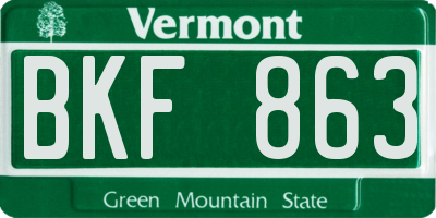 VT license plate BKF863
