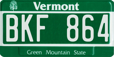 VT license plate BKF864