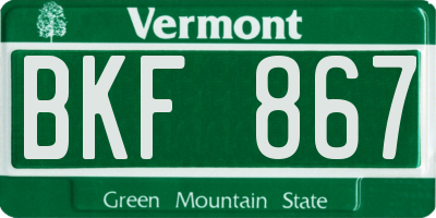 VT license plate BKF867