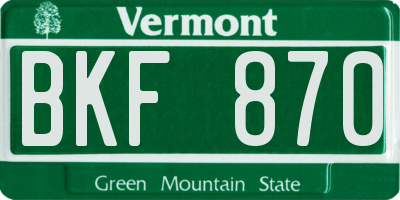 VT license plate BKF870
