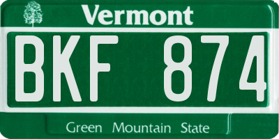VT license plate BKF874
