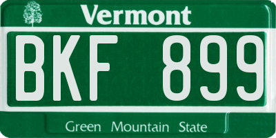 VT license plate BKF899