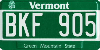 VT license plate BKF905