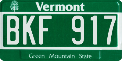 VT license plate BKF917