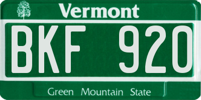 VT license plate BKF920