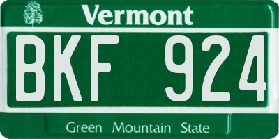 VT license plate BKF924
