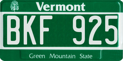 VT license plate BKF925