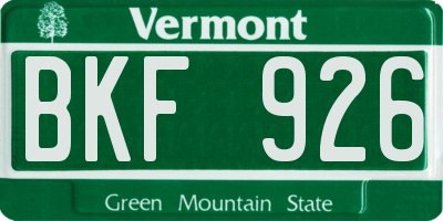 VT license plate BKF926