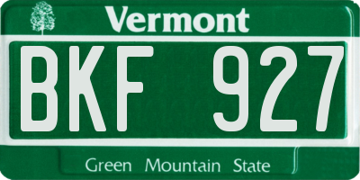 VT license plate BKF927