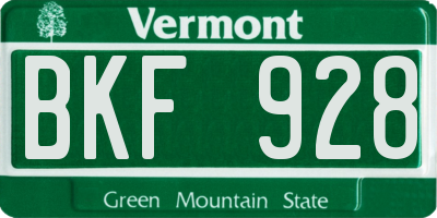 VT license plate BKF928