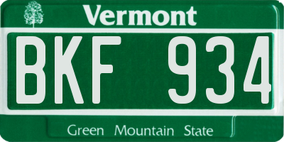 VT license plate BKF934