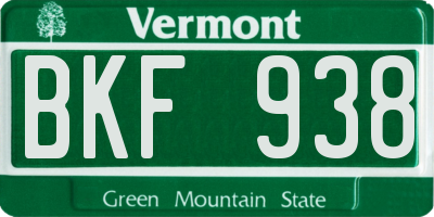 VT license plate BKF938