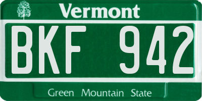 VT license plate BKF942