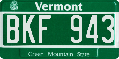 VT license plate BKF943