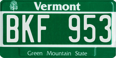 VT license plate BKF953