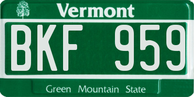 VT license plate BKF959