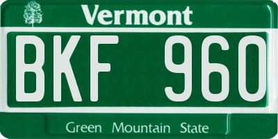 VT license plate BKF960