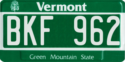 VT license plate BKF962