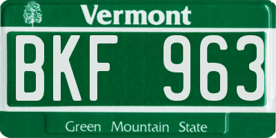VT license plate BKF963