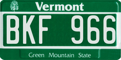 VT license plate BKF966