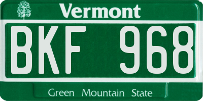 VT license plate BKF968