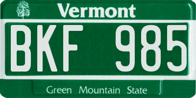 VT license plate BKF985