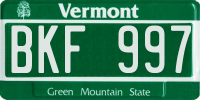 VT license plate BKF997