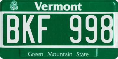 VT license plate BKF998