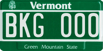 VT license plate BKG000