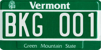 VT license plate BKG001