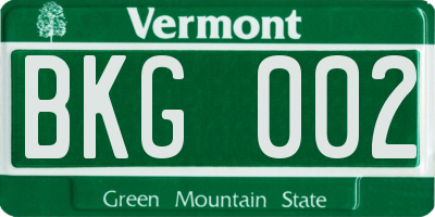 VT license plate BKG002