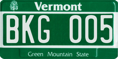 VT license plate BKG005
