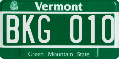 VT license plate BKG010