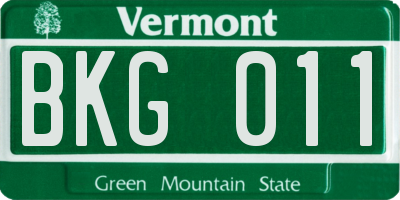 VT license plate BKG011