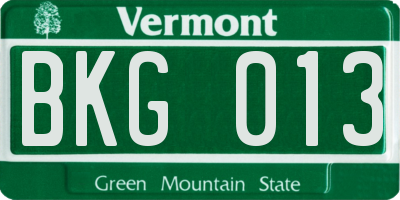 VT license plate BKG013