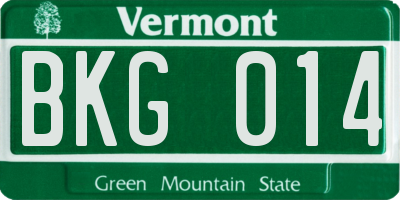 VT license plate BKG014