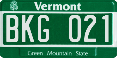 VT license plate BKG021