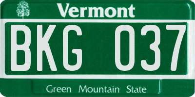 VT license plate BKG037