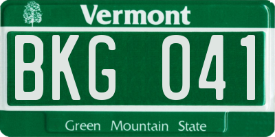 VT license plate BKG041