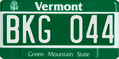 VT license plate BKG044
