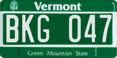 VT license plate BKG047