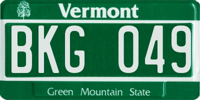 VT license plate BKG049