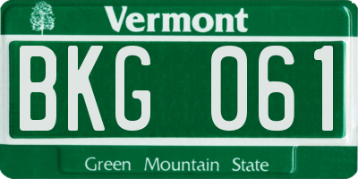 VT license plate BKG061