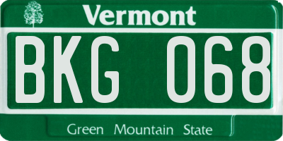 VT license plate BKG068