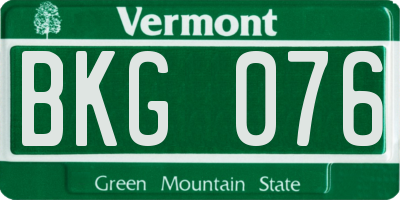 VT license plate BKG076