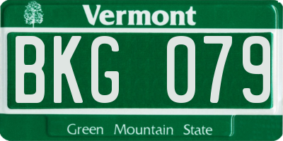 VT license plate BKG079