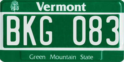 VT license plate BKG083