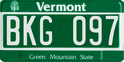 VT license plate BKG097