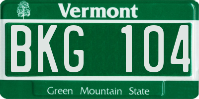VT license plate BKG104