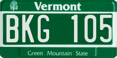 VT license plate BKG105